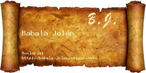 Babala Jolán névjegykártya